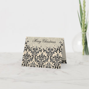 Festividades Creme Damask INSERÇÃO DE FOTO ~ Cartão de Natal