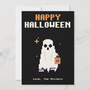 Festividades Criança de Fantasia de Fantasma Pixel Art Cartão d