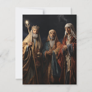 Festividades Cristo nasceu! Cartão de cumprimentos dos três mag