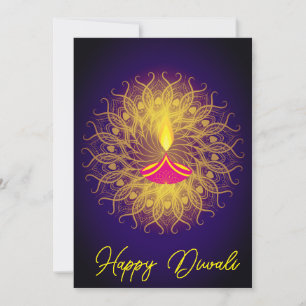 Festividades cumprimento de Diwali cartão diya feriado