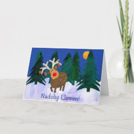 Festividades Cumprimento de Galês, rena, cartão de Natal do