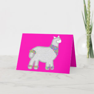 Festividades Cute Alpaca com cartão de aniversário de flores