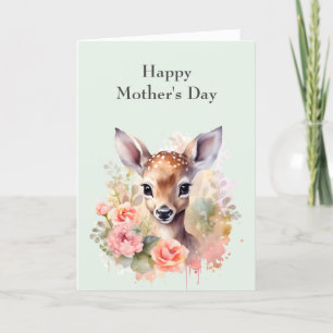 Festividades Cute Deer Cercado Por Cartão De Dia de as mães De 
