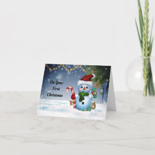 Festividades Cute Snowman Primeiro Cartão de Natal