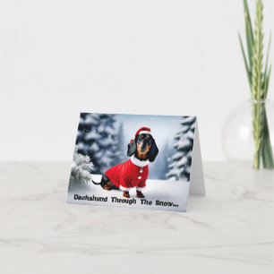 Festividades Dachshund Através Da Neve... Cartão de Natal