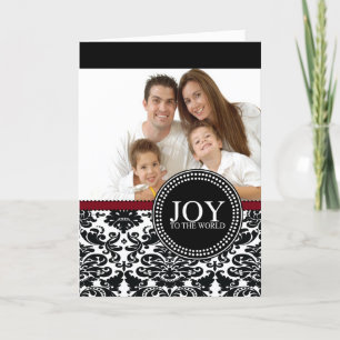 Festividades Damask Joy para o Cartão de Natal Mundial de Foto
