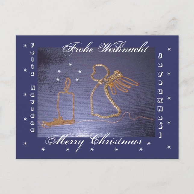 Festividades De ouro - anjo cartão postal 4 sprach. (Frente)