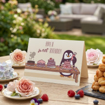 Decorador de Bolo de Pinguim | Cartão de Aniversár