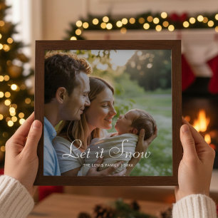 Festividades Deixe-A Neve Brilhar O Cartão De Natal Da Família