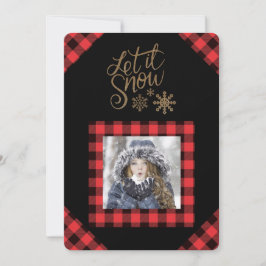 Festividades Deixe nevar cartão de Natal com foto em xadrez ver