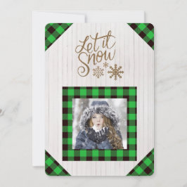 Festividades Deixe nevar cartão de Natal com foto em xadrez ver