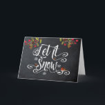 Festividades deixe nevar o cartão de Natal das bagas florais<br><div class="desc">Cartão de Natal com efeito de quadro de fundo,  com a menção "Deixá-lo nevar" no estilo tipográfico e nas frutas vermelhas festivas. Um pinto giro é tocado num dos pântanos.</div>