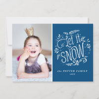 Deixe-o nevar | Cartão com fotos de Natal Azul
