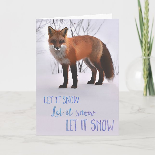 Festividades Deixe-O Neve Com Cartão De Raposa (Frente)