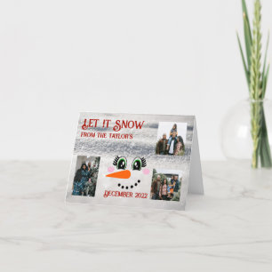 Festividades Deixe-o Neve Snowman Dobrar o Cartão de Natal