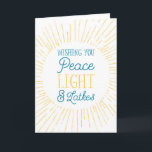 Festividades Desejando-lhe paz, luz e trava o cartão de Hanukka<br><div class="desc">Desejando-lhe paz,  luz e trava este Hanukkah!</div>