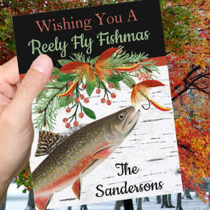 Festividades Desejando-lhe um Fishmas Reely Fly, um Cartão de F