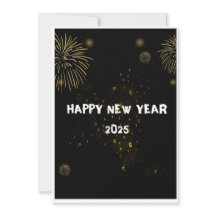 DESEJOS DE ANO NOVO 2025 Cartão de fogos de artifí