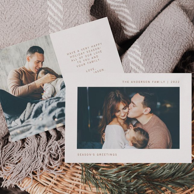 Festividades Desejos Simples | Cartão de férias de duas fotogra (Criador carregado)