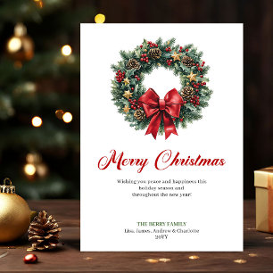 Festividades Design de cartão de Natal com coroa de Natal tradi