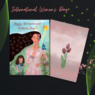 Festividades Dia Internacional da Mulher com um Cartão de Menin