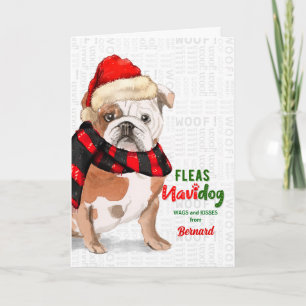 Festividades do Cartão de Feriado do Cão Bulldog Fleas NaviDOG