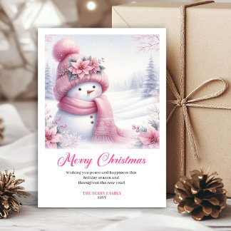 Festividades Doce cartão de Natal editável de boneco de neve ro