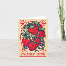Doce Cartão de Sonhos de Morango Fofo
