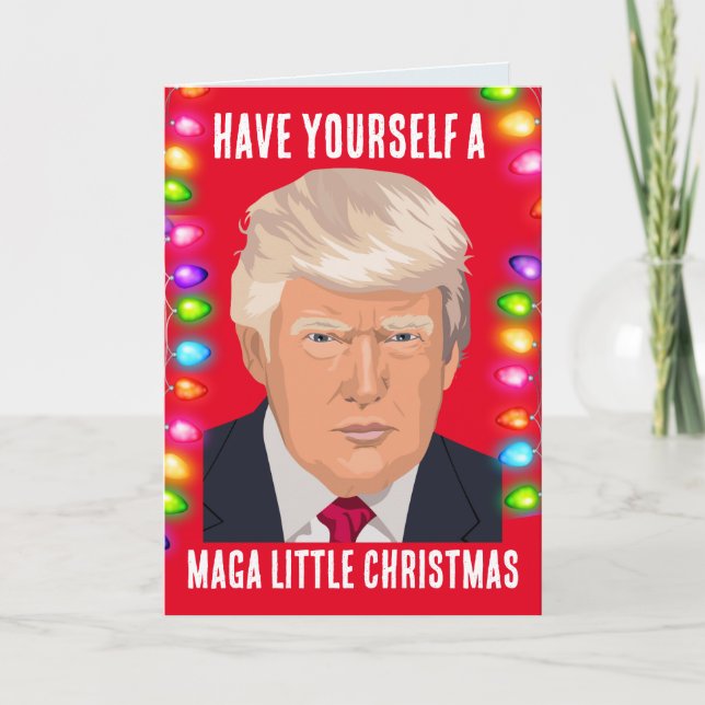 Festividades DONALD TRUMP MAGA PEQUENO cartão de Natal (Frente)