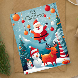 Festividades É Papais noeis de Natal Cartão de Férias de invern