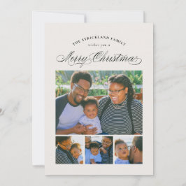 Festividades Ecru Elegant Quatro Fotografias Feliz Cartão De Na