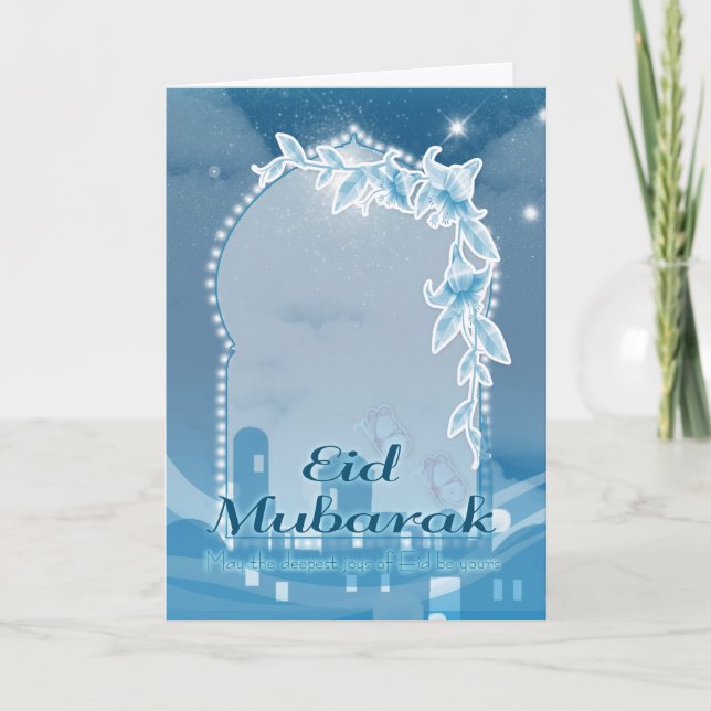 Festividades Eid Mubarak, Cartão de Saudação Eid, Celebração Ei (Frente)