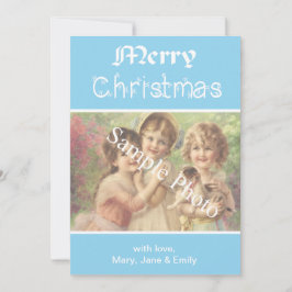 Festividades Elegante, azul clássico cartão com fotos de Natal 