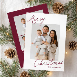 Festividades Elegante cartão de Natal Burgundy Script Foto
