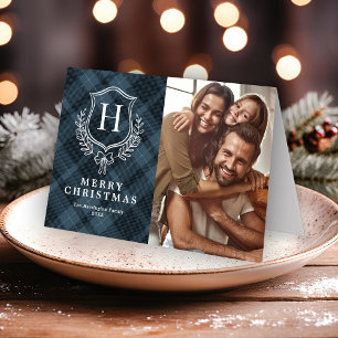 Festividades Elegante Cartão de Natal com Foto e Monograma em X