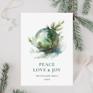 Festividades Elegante cartão de Natal com ornamento de aquarela