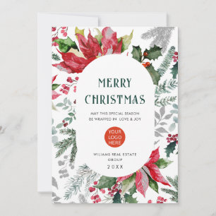 Festividades Elegante cartão de Natal com Poinsettia e Visco