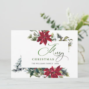 Festividades Elegante cartão de Natal com Poinsettia e visco