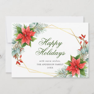 Festividades Elegante cartão de Natal com Poinsettia e visco