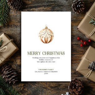 Festividades Elegante cartão de Natal ornamento Neutro Dourado 
