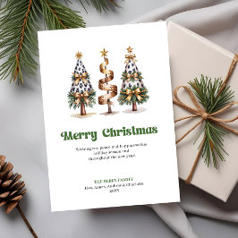 Festividades Elegante cartão de Natal Verde Dourado Leopardo