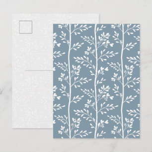 Festividades Elegante Cartão Postal de Arte Floral Azul Empoeir