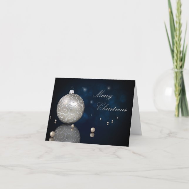 Festividades Elegante Silver Glitter Ornament - Cartão de Sauda (Frente)