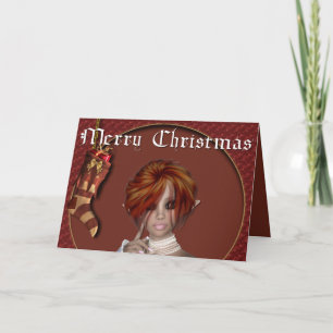 Festividades Elf de Natal - Ruiva Design 1 - Cartão de Saudação