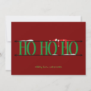 Festividades Elf Shenanigans - Cartão de Natal Vermelho e Verde