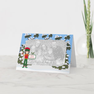 Festividades Elfo de Natal com Cartão com fotos de Cane Adulto
