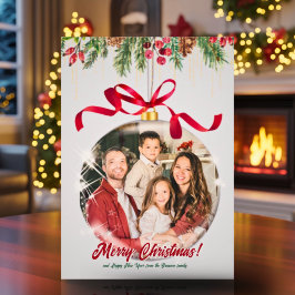 Festividades Enfeite de Natal com Foto da Família Cartão de Fér