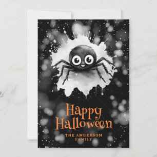 Festividades Engraçado aranha Web Watercolor Feliz Cartão de Ha