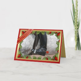 Festividades Equestrian Riding Boots Horse Feliz Cartão de Nata