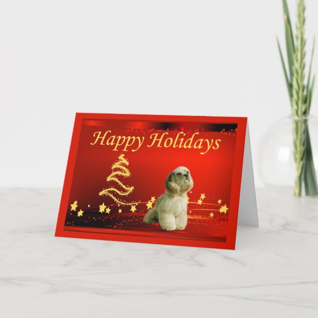 Festividades Estrelas do cartão de Natal de cocker spaniel (Frente)